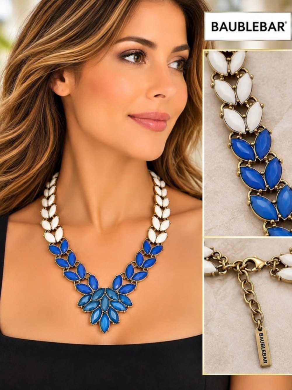 BaubleBar Blue & White Statement Necklace